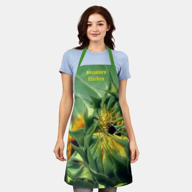 Sunflower Unfolding  Personalized Apron (Worn)