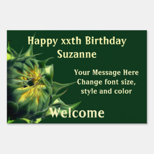 Sunflower Unfolding Personalized Birthday Sign