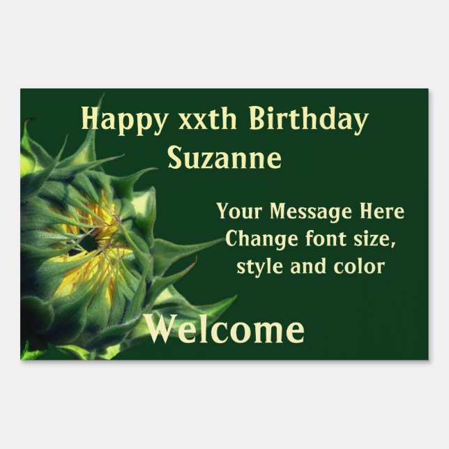 Sunflower Unfolding Personalized Birthday Sign (Front)