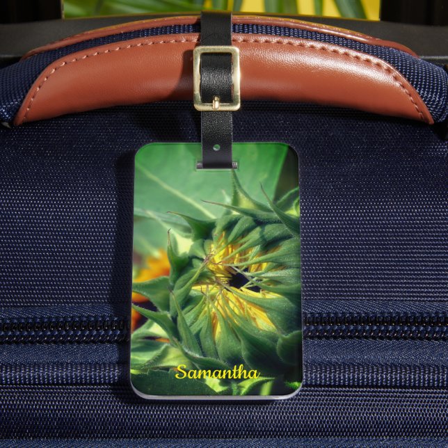 Sunflower Unfolding Personalized Luggage Tag (Front Insitu 2)