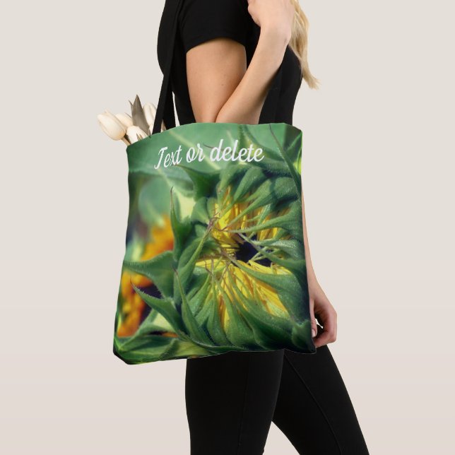 Sunflower Unfolding Personalized Tote Bag (Close Up)