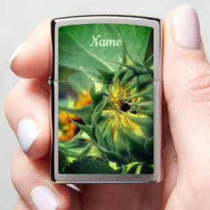 Sunflower Unfolding Personalized Zippo Lighter