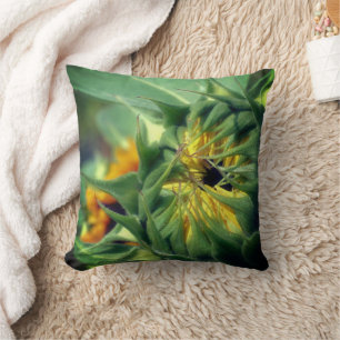Sunflower Unfolding Throw Pillow