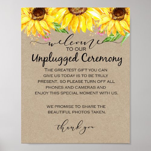 Sunflower Unplugged Wedding Poster