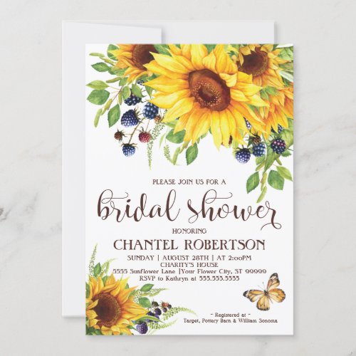 Sunflower V3 Bridal Shower Invitation