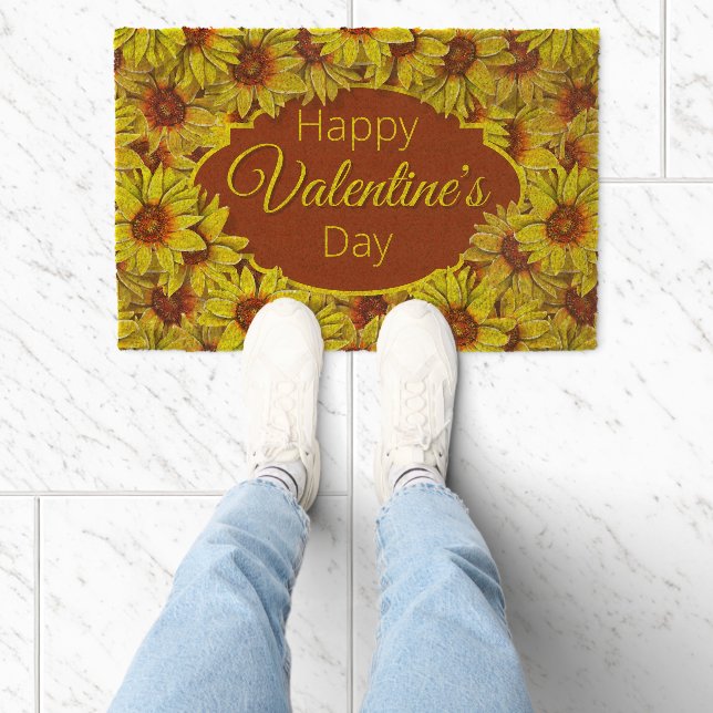 Sunflower Valentine's Day Coir Mat (Insitu)