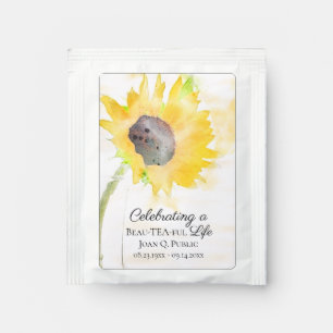 Sunflower Vase Watercolor Funeral Memorial Favor Tea Bag Drink Mix