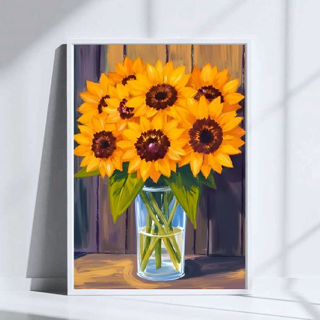 Sunflower Vase | Yellow Flower Bouquet Watercolor Poster (Creator Uploaded)