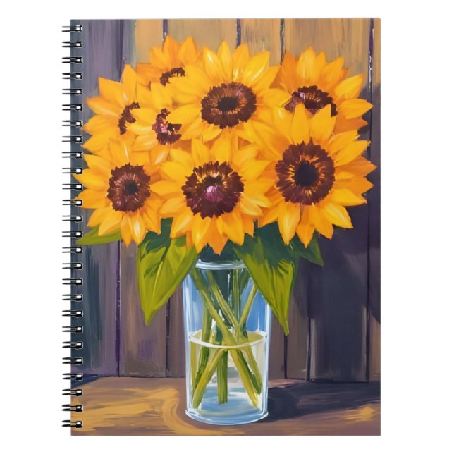 Sunflower Vase | Yellow Flower Watercolor Notebook (Front)