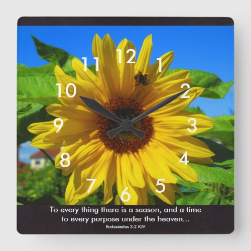 Sunflower Verse Square Wall Clock