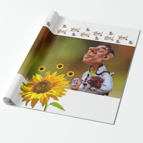 Sunflower Veterarian Matte Wrapping Paper
