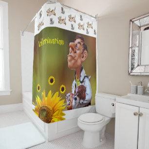 Sunflower Veterinarian Cat Dog Shower Curtain