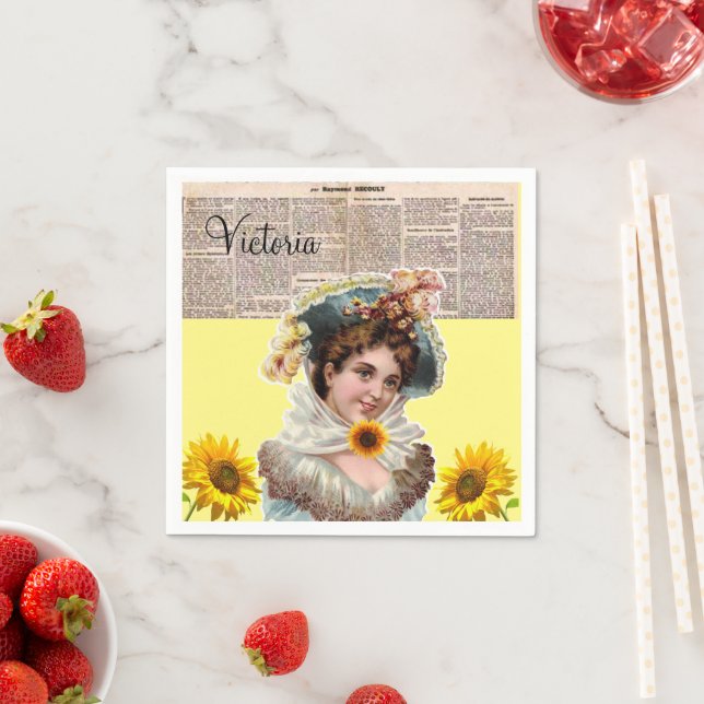Sunflower Victorian Paper Napkins (Insitu)