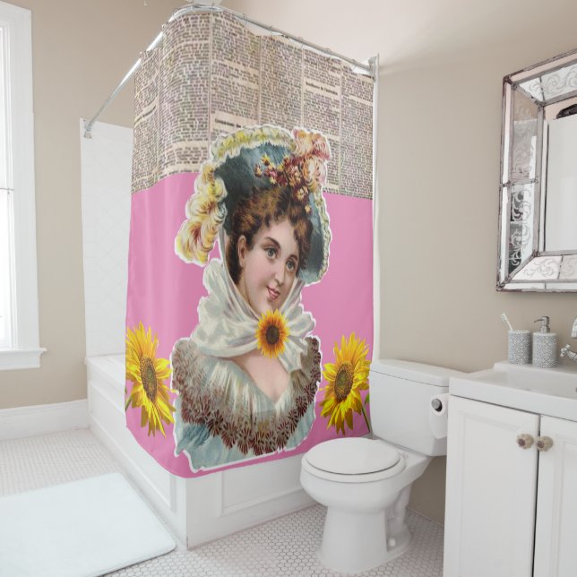 Sunflower Victorian Shower Curtain (In Situ)