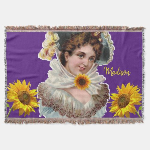 Sunflower Victorian Throw Blanket