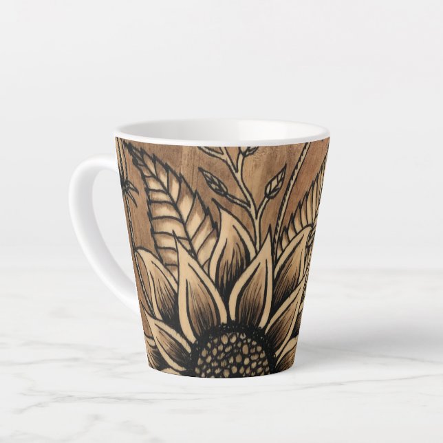 Sunflower Vine Latte Mug (Left Angle)