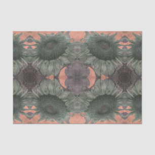 Sunflower Vintage Antique Orange Green Floral Tissue Paper