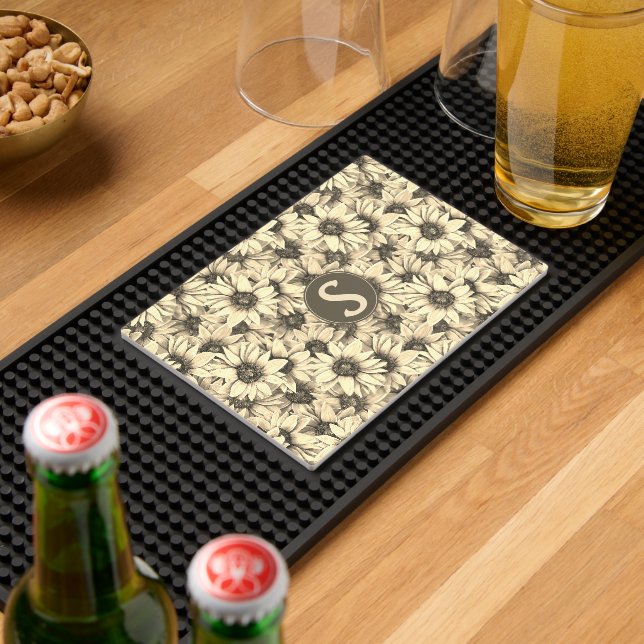 Sunflower Vintage Charm Sepia Tone Bar Mat (Insitu (Bar 2))