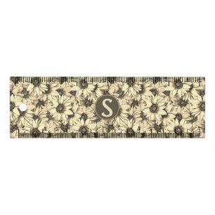 Sunflower Vintage Charm Sepia Tone Ruler