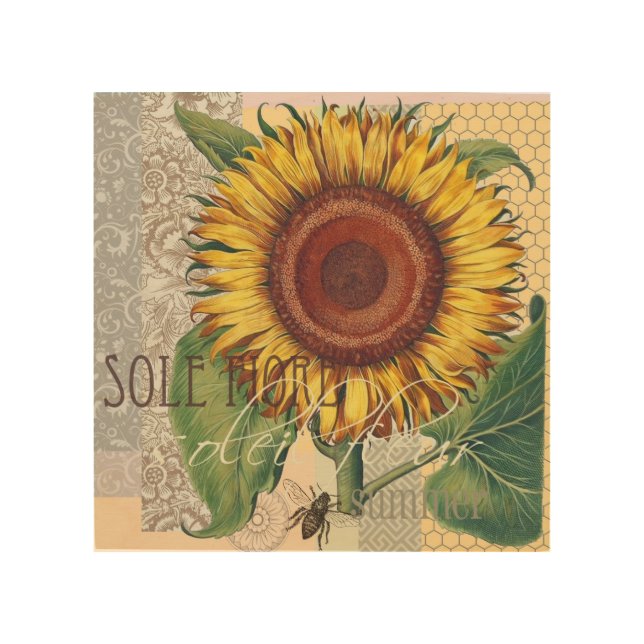 Sunflower Vintage Damask Flower Art (Front)