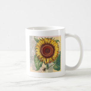 Sunflower Vintage Damask Flower Art Coffee Mug