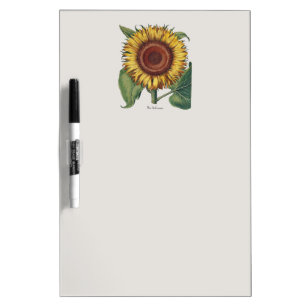 Sunflower Vintage Damask Flower Art Dry Erase Board
