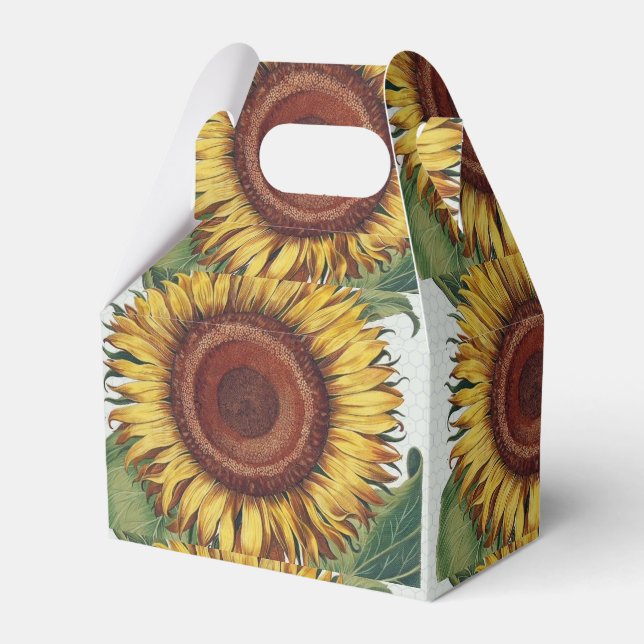 Sunflower Vintage Damask Flower Art Favor Boxes (Front Side)