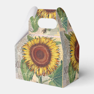 Sunflower Vintage Damask Flower Art Favor Boxes