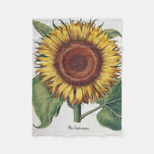 Sunflower Vintage Damask Flower Art Fleece Blanket