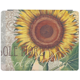Sunflower Vintage Damask Flower Art iPad Smart Cover