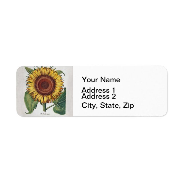 Sunflower Vintage Damask Flower Art Label (Front)