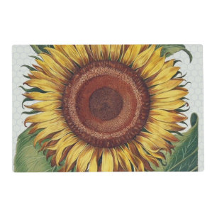 Sunflower Vintage Damask Flower Art Placemat