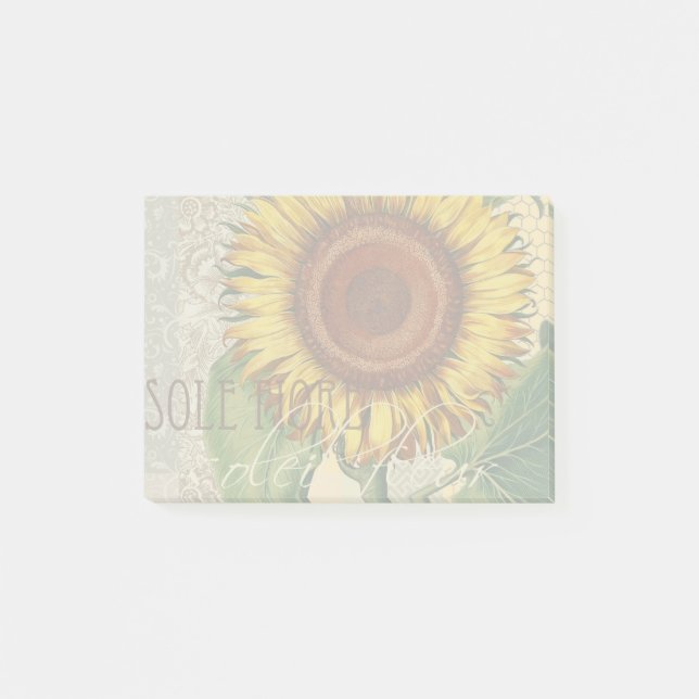 Sunflower Vintage Damask Flower Art Post-it Notes (Front)
