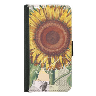 Sunflower Vintage Damask Flower Art Samsung Galaxy S5 Wallet Case
