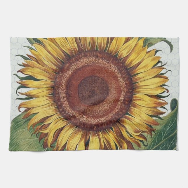 Sunflower Vintage Damask Flower Art Towel (Horizontal)