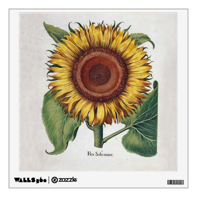 Sunflower Vintage Damask Flower Art Wall Sticker (Front)