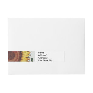 Sunflower Vintage Damask Flower Art Wrap Around Address Label