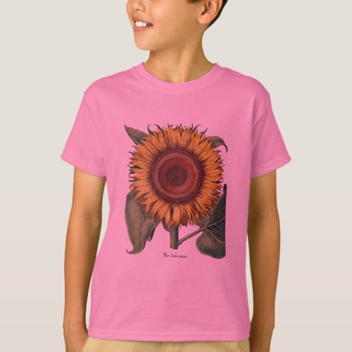 Sunflower Vintage Damask Flower Illustration Art T_Shirt