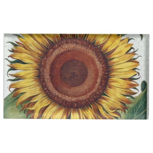Sunflower Vintage Damask Flower Illustration Art Table Card Holder