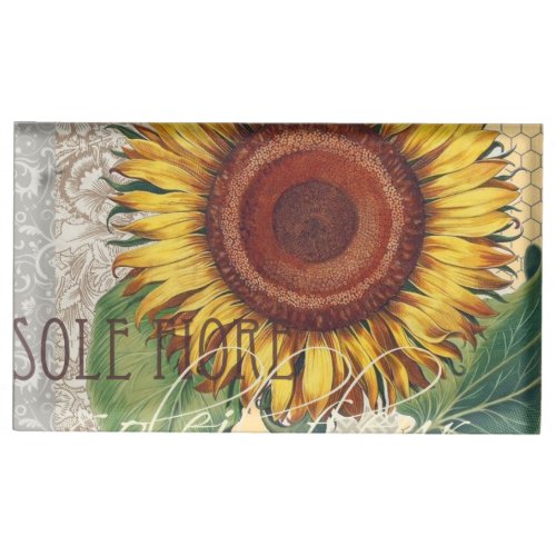 Sunflower Vintage Damask Flower Pattern Art Place Card Holder