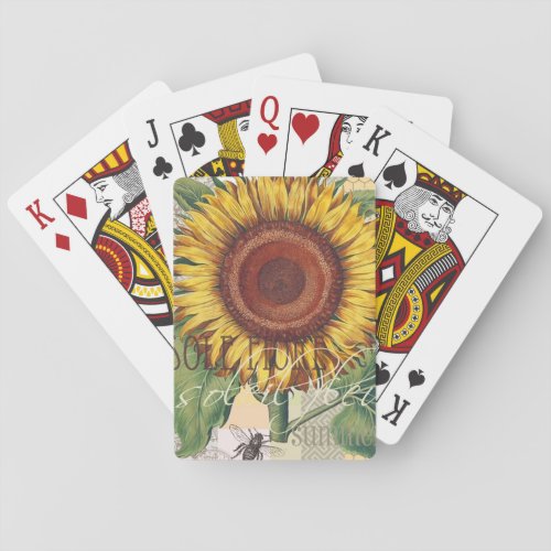 Sunflower Vintage Damask Flower Pattern Art Poker Cards