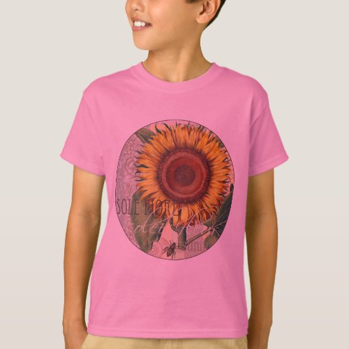 Sunflower Vintage Damask Flower Pattern Art T_Shirt