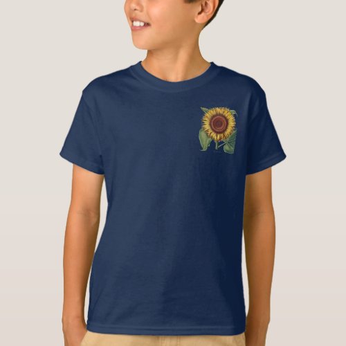 Sunflower Vintage Damask Flower Pattern Art T_Shirt