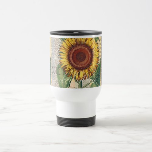 Sunflower Vintage Damask Flower Pattern Art Travel Mug