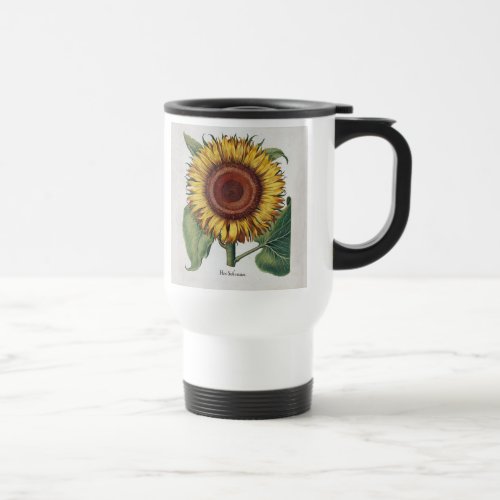 Sunflower Vintage Damask Flower Pattern Art Travel Mug