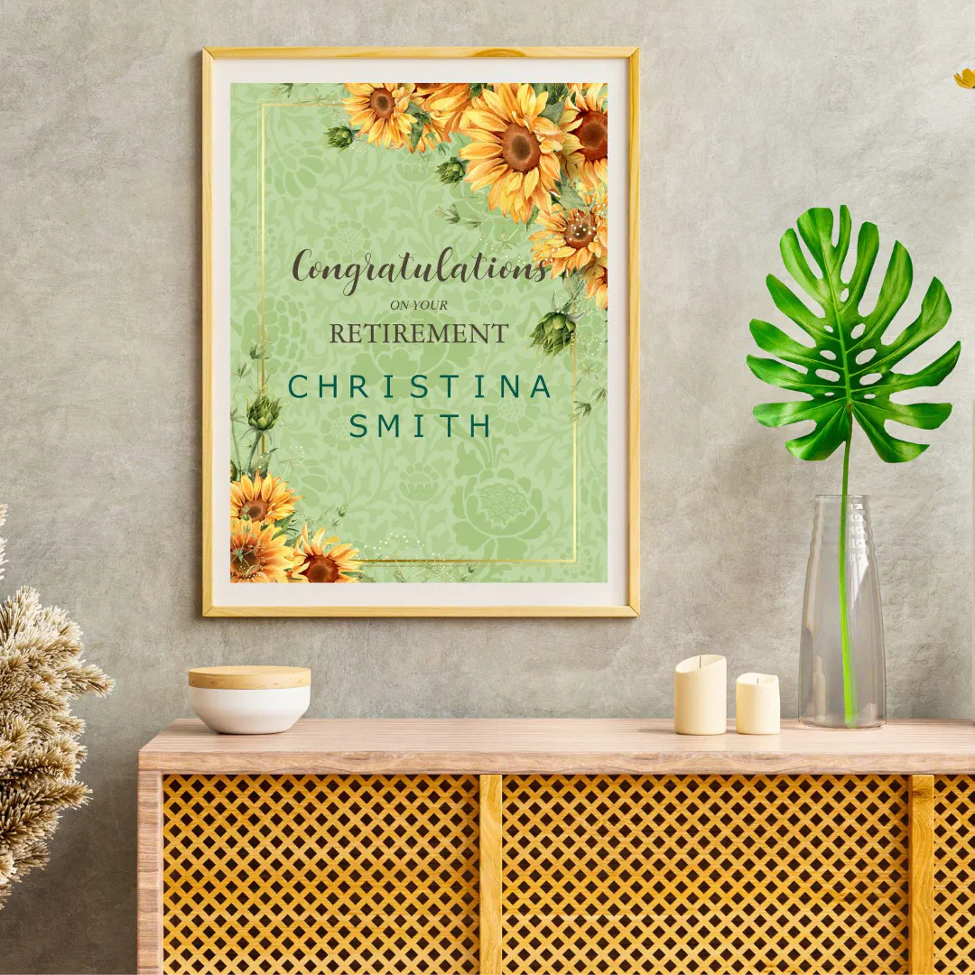 Sunflower Vintage Garden Watercolor Retirement Poster (Sunflower Vintage Garden Watercolor Retirement)