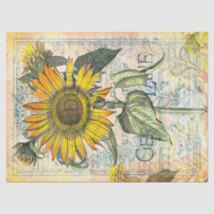 Sunflower Vintage Golden Summer Ephemera Decoupage Tissue Paper