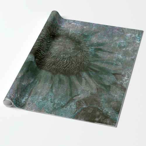 Sunflower Vintage Green Grunge Texture Decoupage Wrapping Paper