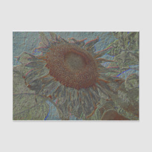 Sunflower Vintage Metallic Gold Blue Decoupage Tissue Paper