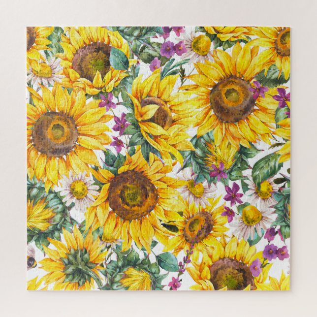 Sunflower Vintage: Summer Yellow Bloom. Jigsaw Puzzle (Vertical)